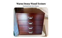 Mortise and Tenon Joinery Small Wooden Drawer Cabinet A4 Compatible Multi-Drawer Wooden Chest Dust-Proof Drawers Desktop Organizer Natural Wood Grain for Students, Office Workers, Collectors, Desk, Study Room, Countertop, Bedroom