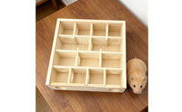 Wooden Hamster House Intelligence Development Small Pet Tunnel with Clear Lid Solid Wood Construction Wooden Activity Toy for Hamsters