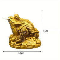 Fortune Toad Figurine with Treasure Bowl for Home or Office Decor