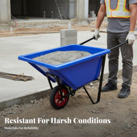 Quick Unloading Construction Wheelbarrow Thickened Basin Hauling Equipment sturdyDuty Hand Barrow Multi-Purpose for Landscapers, Gardeners, Homeowners, Farm, Outdoor tasks, Garden, Lawn Care