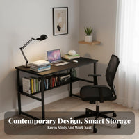 Space Saving Design Simple Writing Desk Easy To Assemble Home Office Study Desk Sturdy and Long-Lasting Metal Frame Study Table Modern Design for Students, Renters, Professionals, Bedroom, Dorm Room