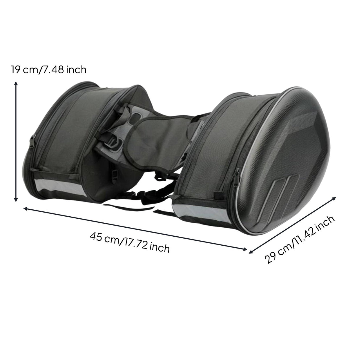 Motorcycle Saddlebags Reflective Strips Hard Shell Side Bag Carbon Fiber Pattern Expandable Motorcycle Pannier for Long-Distance Riders