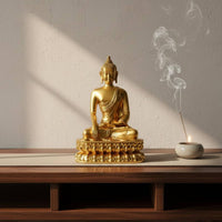 Tibetan Buddha Statue Intricate Intricacies Gold Plated Buddhist Figurine Gilded Alloy Buddha Decoration Colorfast Resistant