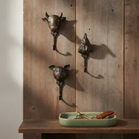3 Pieces Animal Hook Antique Bronze Decorative Hook Weathered Wall Hanger for Porch