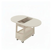 Cream aesthetic Round Rolling Storage Table Light Luxury Feel Mobile Storage Table Folding Design Home Furniture Movable with casters for Apartment Dwellers, Homeowners, Remote Workers, Living Room, Small Spaces, Bedroom, Balcony