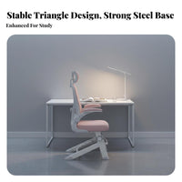 Lumbar Support Adjustable Ergonomic Student Chair Stable Base Desk Seating Padded Seat Cushion Home Furniture Space-Saving for Students, Teenagers, Studying, Writing, Study Room, Small Spaces