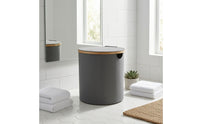 Natural Clothes Hamper with Bamboo Rim Sturdy Laundry Hamper with Lid Heavy-Duty Storage Bin with Lid Sturdy for Bedroom, Dorm Room