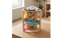 Natural Wood Finish Wooden Car Track Toy Painted Accents Wooden Ball Track Structure for Children