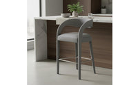 High Back Bar Stool Solid Wood Frame Upholstered Counter Stool Luxury Style Modern Curved Back Bar Chair for Kitchen, Dining Room