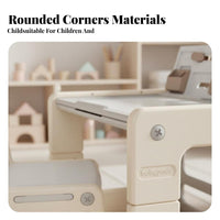Adjustable Block-Building Table Ergonomic Design two-sidedSurface Play Table with Storage Multi-Functional Safe Rounded Edges