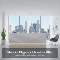 Contemporary White Reception Desk Easy to Clean Modern Reception Desk Scratch Resistant Minimalist Cashier Stand for Receptionists, Spa, Hotel Lobby