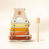 Musical Bear Xylophone Lightweight Xylophone with Mallet Compact Wooden Percussion Stick Sensory for Preschool