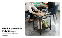 Built-in drink holder two-partlevel Mahjong holder Multi-Functional Storage Side Table Space-Saving Game Room Organizer for Teahouse Owners, Card participants