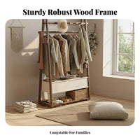 Integrated Laundry Basket Rolling Valet with Hamper Floor Standing Freestanding Clothes Rack Sturdy Garment Stand Space-Saving for Apartment Dwellers, Students, householders, Bedroom, Entryway, Dorm Room, full-length Closet