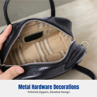 Genuine Leather Bowling Bag, Women's Pillow Handbag, Minimalist Shoulder Crossbody, Soft Cowhide, 2025