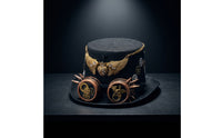 Hat with Goggles and Gears Black Hat with Adjustable Strap Goggles Pointed Headwear for Adults, Halloween