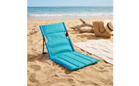 Reclined Foldable Chair with Padded Seat Lightweight Low-Slung Camp Chair Cushioned Furniture for Beachgoers