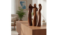 Wood-Look Three Sisters Figurine Stylized Resin Figurine Smooth Resin Statue Artisanal for Friends, Collectors, Shelf, Office