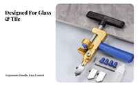 2 in 1 Glass Tile Cutter Hard-Wearing Tungsten Steel 2 in 1 Tile Cutter Portable T-Handle Glass Cutting Tool for Handymen, Home Improvement, Workshop