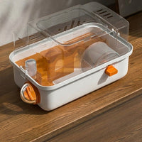 Transparent Hamster Cage Villa with Side Door and Handle, Single Layer House for Indoor Use, Portable Oval Shape Dwarf Habitat Viewing
