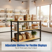 Supermarket Display Rack, Adjustable Metal Stand, Multitier Floor Shelf for Grocery, Beverage, Gift Box, Customizable