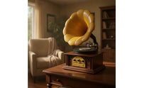 Miniature Gramophone with Sound Amplifier Nostalgic Phonograph Music Player