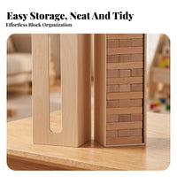Wooden Stacking Block Toy Smooth Finish Tall Stacking Block Set Fine Motor Skills Storage Box Toy
