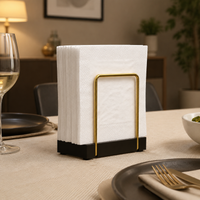 Square Napkin Holder, Metal Wood Serviette Holder for Dining Table, Modern Varnish Napkin Dispenser, 70 Count Upright Tableware