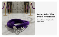 Violet Velvet Rope Silver Metal Hooks Velvet Stanchion Rope Soft Barrier Cord Thick