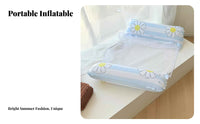 Foldable Sunflower Print Inflatable Raft Portable Inflatable Pool Lounger Lightweight for Adults, Teens, Beach, Ocean, Vacation