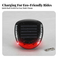 Battery-without Solar Bike Tail Light Easy to Install Solar Powered Bike Warning Light Water Resistant for Mountain Bikers, Kids, Rainy Days