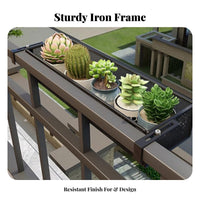 Tool-Free Installation over-the-Railing Hanging rack areaSaving Balcony Shelf Anti-Rust Plant Holder Adjustable Hangers for Apartment Dwellers, Home Decorators, Homeowners, sill ledge, Fence, Patio, Porch