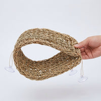 Woven Plant Fiber Reptile Hammock, Crested Gecko Enclosure Accessories for Small Reptiles, Washable 50cm X 20cm Tan Reptile Hammock with Hook