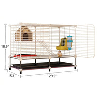 Hamster Cage and Multi-Level Chinchilla Cage, Indoor Gerbil Cage with Front Access Door, Rodent Cage Featuring a Bottom Board for Easy Cleaning