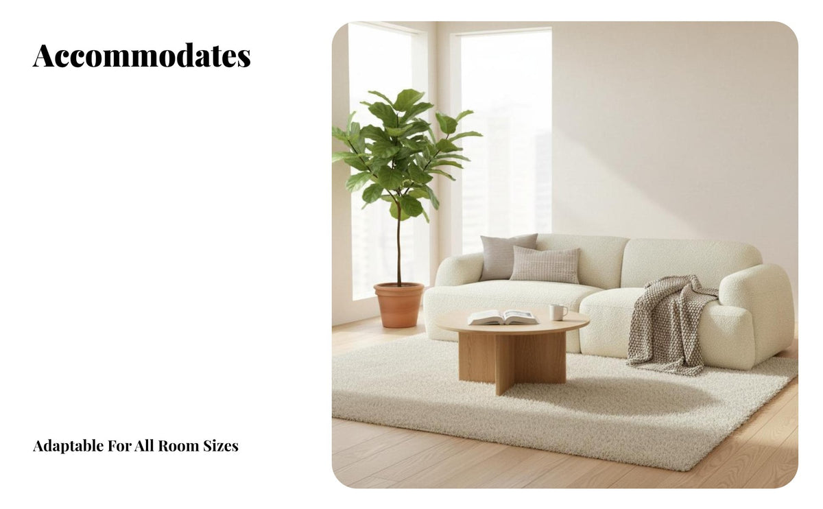 Nordic aesthetic Curved 3-Seater Couch Minimalist Design Curved bonelessdesign Settee Teddy Fleece Texture Living Room Furniture Soft Textured Fabric for Apartment Dwellers, Families, Homeowners, Lounge Area, Bedroom