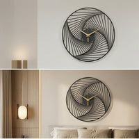 Metal Wall Clock Black Clock with Openwork Frame Modern for Homeowners, Entryway