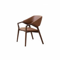 Solid Wood Frame Upholstered Armchair Designer Design Curved Back Armchair Ergonomic Backrest Dining Chair Soft Padded Cushion for Homeowners, Interior Designers, Restaurant Owners, Study Room, Home Office, Kitchen