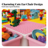 Large Particle Compatible Building Block Table Set Educational children's Play Table with Chairs STEM Learning Multi-Use Activity Station with Storage Easy to Clean for Preschoolers, Toddlers, Parents, Playroom, Bedroom, Preschool, Daycare