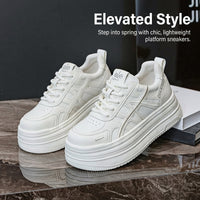 Trainers for Women with Thick Elevated Sole for Walking, Chunky Sneakers with Round Toe for Casual Wear, Extended Sizes to 9 European 43