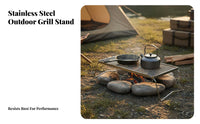 Includes Storage Bag Portable Stainless Steel Cooker Stand Lightweight Foldable Campfire Grill Heat Resistant for Backpackers, Hiking