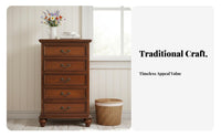 Distressed Finish 5-Drawer Storage Chest Vintage & design 5-Drawer upright Cabinet North American Design vertical chest of drawers Large Capacity for Interior Decorators, homeowners, Adults, Bedroom, Hallway