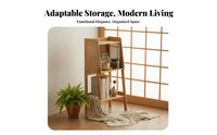 Japanese design Multi-Tier Rattan Cabinet Floor-Standing Rattan Accent Shelving Unit Open-Shelf design shelving unit Boho Inspired Design for Book Lovers, Students, Homeowners, Living Room, Home Office, Bedroom, Entryway