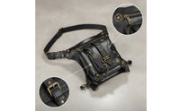 Waist Bag with Pouch Steampunk Waist Bag with Chain Gothic Hip Pouch for Concertgoers, Bikers, Festivals, Streetwear