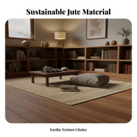 Jute Rug Sturdy Woven Jute Carpet Easy to Neatly Crafted Woven Carpet for Interior Decorators, Homeowners, Living Room, Bedroom, Entryway