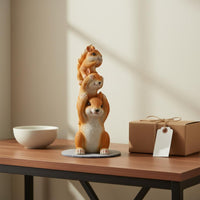 Realistic Details Squirrel Family Figurine Hand-Painted Finish Squirrel Garden Statue Weather Resistant for Gardeners