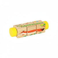 Educational Wooden Creature Game Blocks Cognitive Training Wooden Creature Game Problem-Solving Skills Cylindrical Picture Blocks Sturdy Wood for Preschoolers