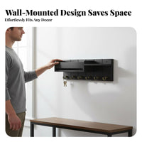 Solid Wood Wooden Key Rack Shelf Easy to Install Entryway Shelf with Hooks Multi-Functional for Homeowners, Families, Foyer, Hallway