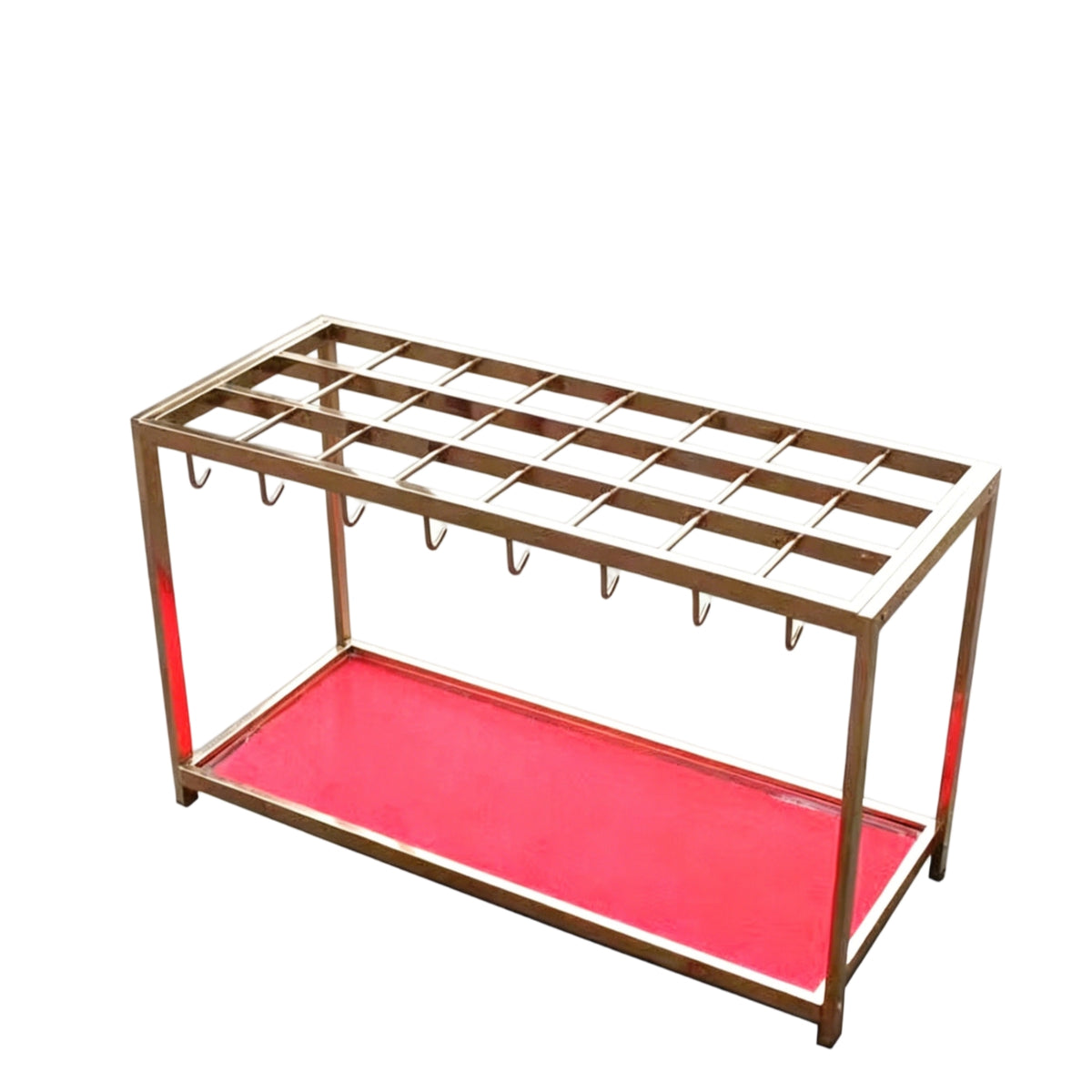 Gold Finish Stainless Steel Umbrella Stand Movable Commercial Umbrella Holder Heavy Duty Water-Catch Tray for Hotel Employees, Office Managers, Bank Lobby