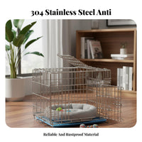 Easy to Clean Stainless Steel Dog Enclosure Collapsible Heavy Duty Dog Crate Pet Enclosure for Outdoor, Travel
