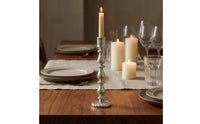 Ribbed Glass Candlestick Fluted Taper Glass Candle Holder Lustrous Finish Taper Candle Holder Tall Stem